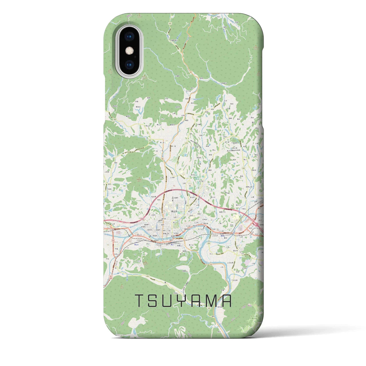 【津山（岡山県）】地図柄iPhoneケース（バックカバータイプ）