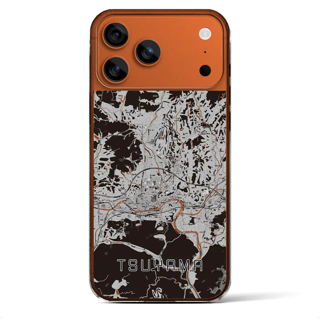【津山(岡山県)】地図柄iPhoneケース(クリアタイプ)モノトーン・iPhone 17 Pro Max 用