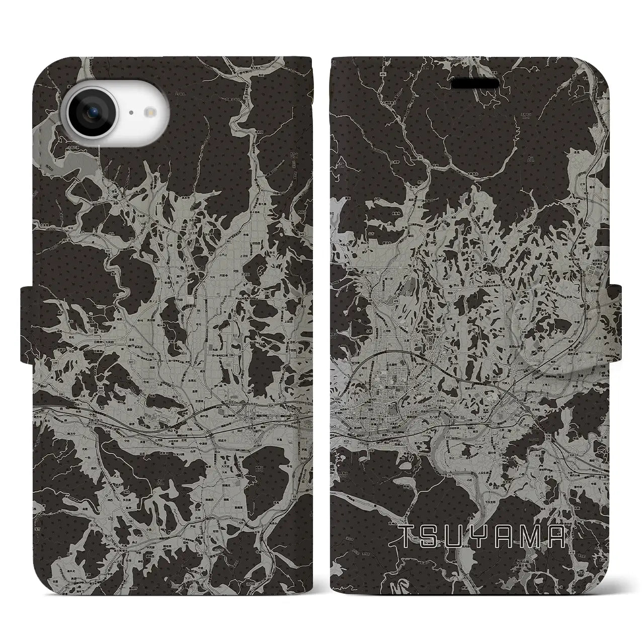 【津山（岡山県）】地図柄iPhoneケース（手帳タイプ）