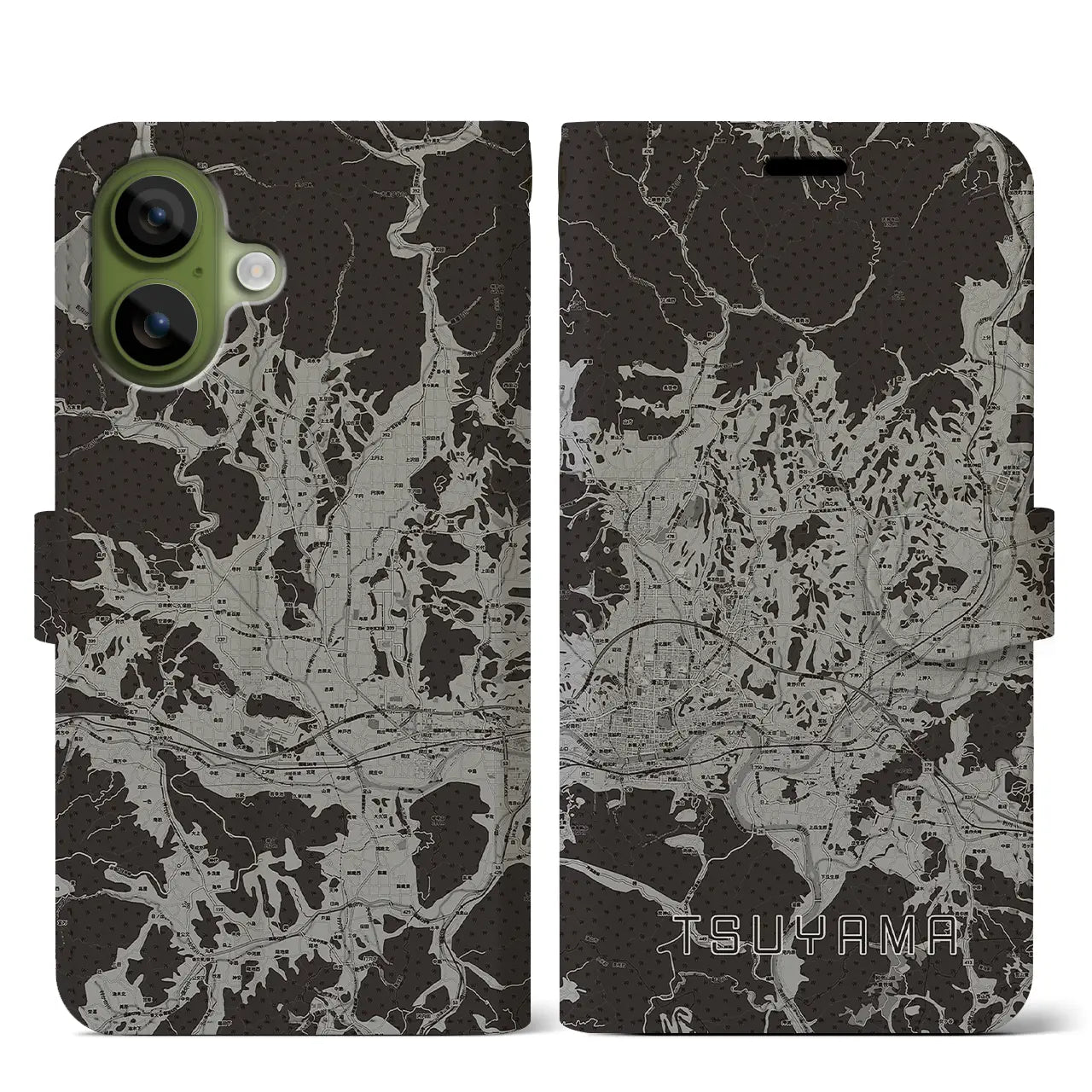 【津山（岡山県）】地図柄iPhoneケース（手帳タイプ）