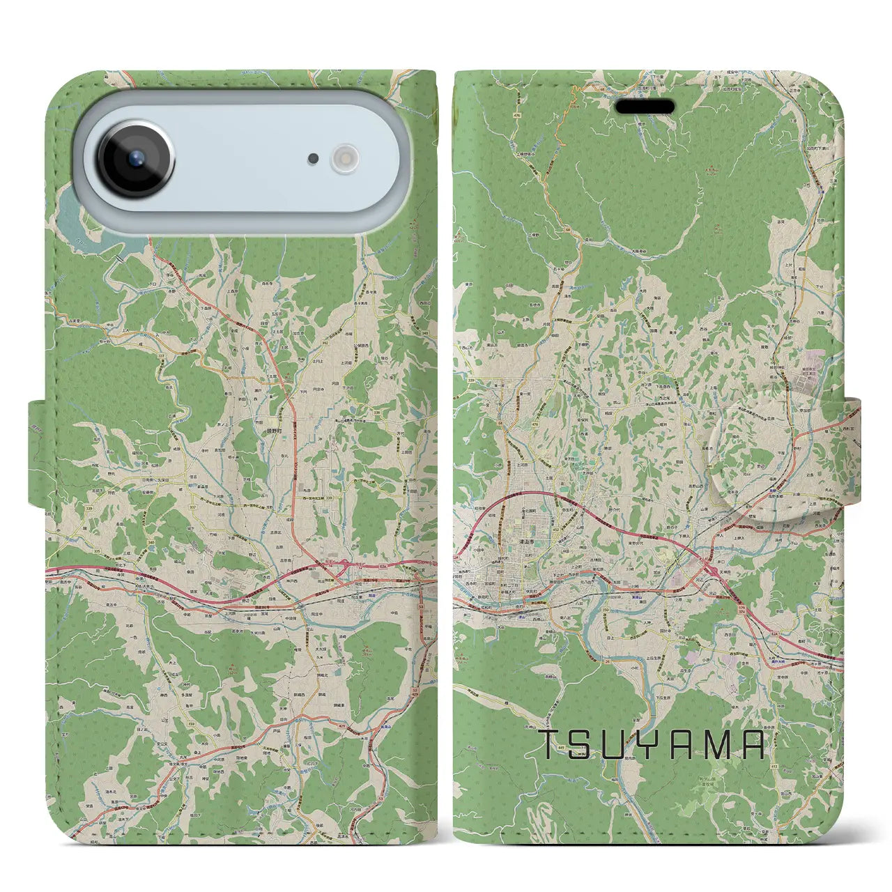 【津山（岡山県）】地図柄iPhoneケース（手帳タイプ）