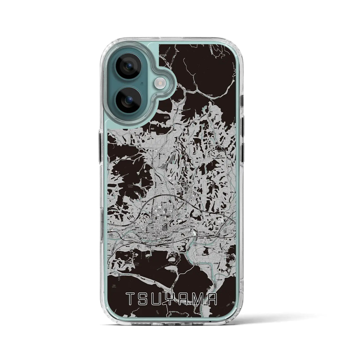 【津山(岡山県)】地図柄iPhoneケース(MagSafeタイプ)モノトーン・iPhone 16 Pro 用