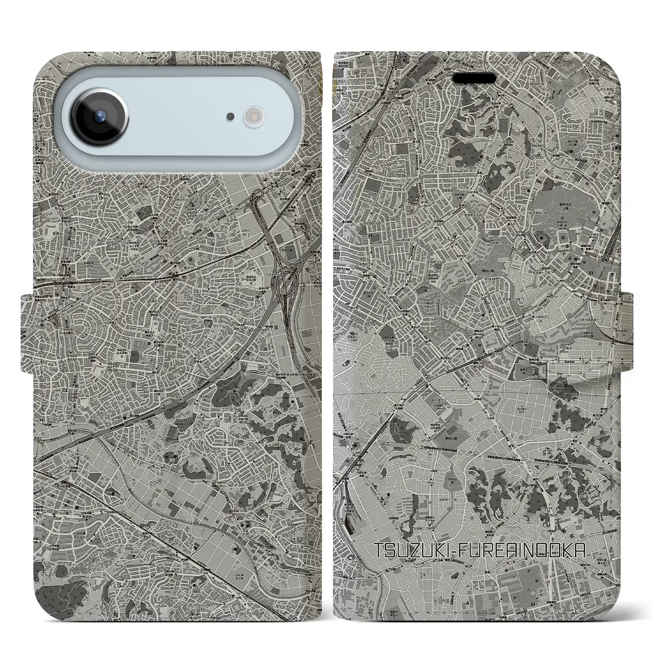 【都筑ふれあいの丘（神奈川県）】地図柄iPhoneケース（手帳タイプ）