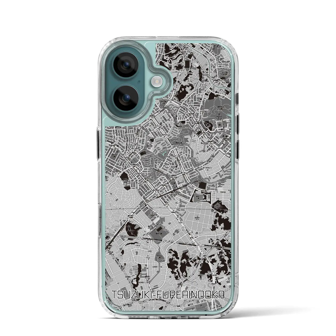 【都筑ふれあいの丘（神奈川県）】地図柄iPhoneケース（MagSafeタイプ）モノトーン・iPhone 16 Pro 用