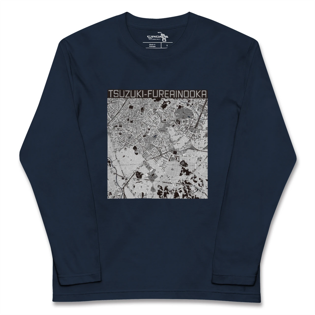 【都筑ふれあいの丘（神奈川県）】地図柄ロングスリーブTシャツ