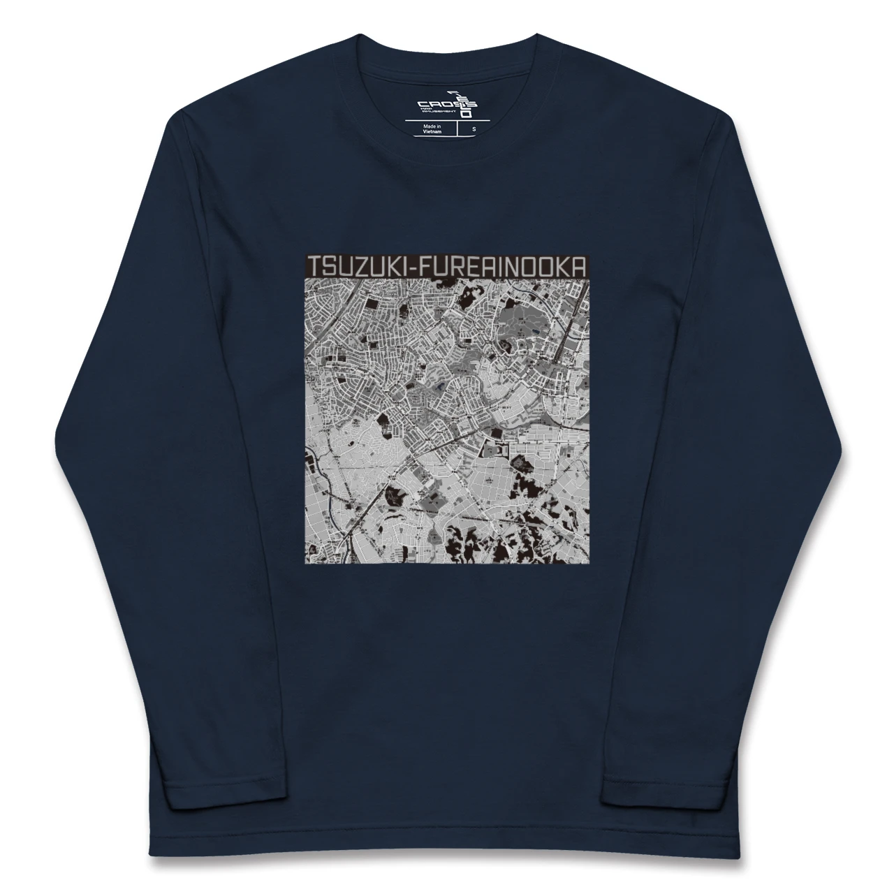 【都筑ふれあいの丘（神奈川県）】地図柄ロングスリーブTシャツ