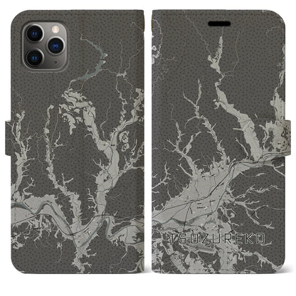 【綴子（秋田県）】地図柄iPhoneケース（手帳タイプ）モノトーン・iPhone 11 Pro Max 用