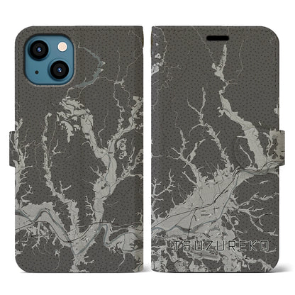 【綴子（秋田県）】地図柄iPhoneケース（手帳タイプ）モノトーン・iPhone 13 用