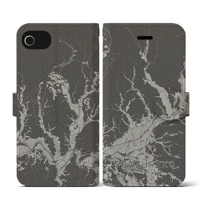 【綴子（秋田県）】地図柄iPhoneケース（手帳タイプ）モノトーン・iPhone SE（第3 / 第2世代） / 8 / 7 / 6s / 6 用