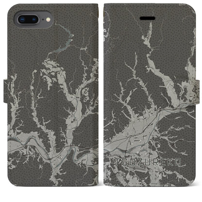 【綴子（秋田県）】地図柄iPhoneケース（手帳タイプ）モノトーン・iPhone 8Plus /7Plus / 6sPlus / 6Plus 用
