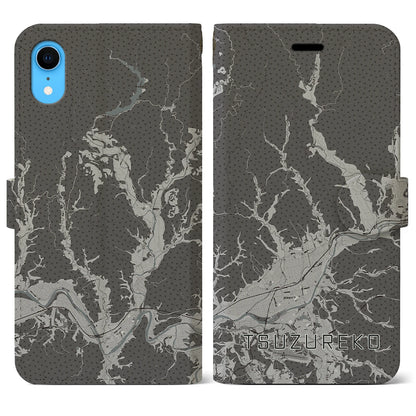 【綴子（秋田県）】地図柄iPhoneケース（手帳タイプ）モノトーン・iPhone XR 用