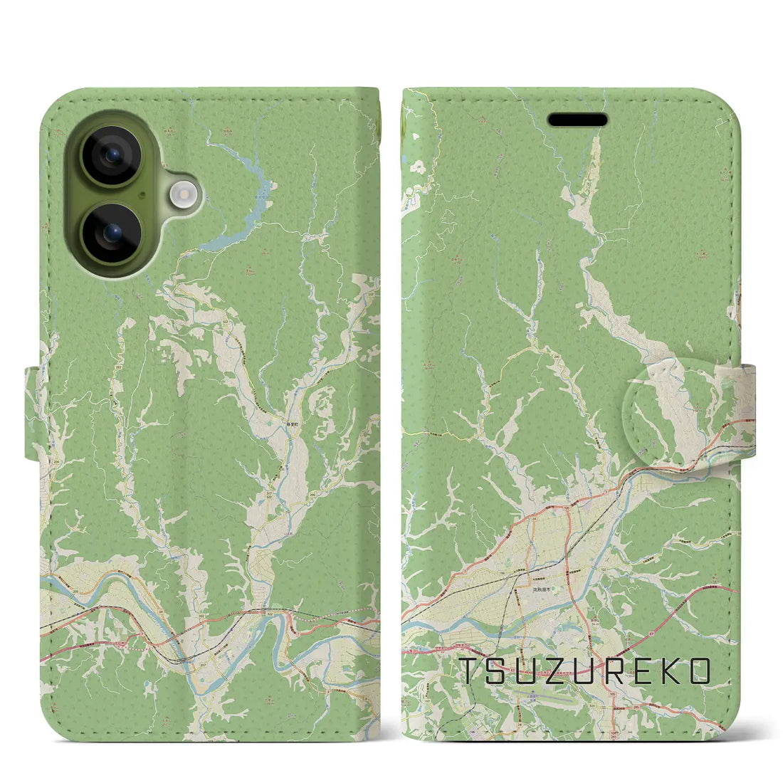 【綴子（秋田県）】地図柄iPhoneケース（手帳タイプ）モノトーン・iPhone 17 Pro Max 用