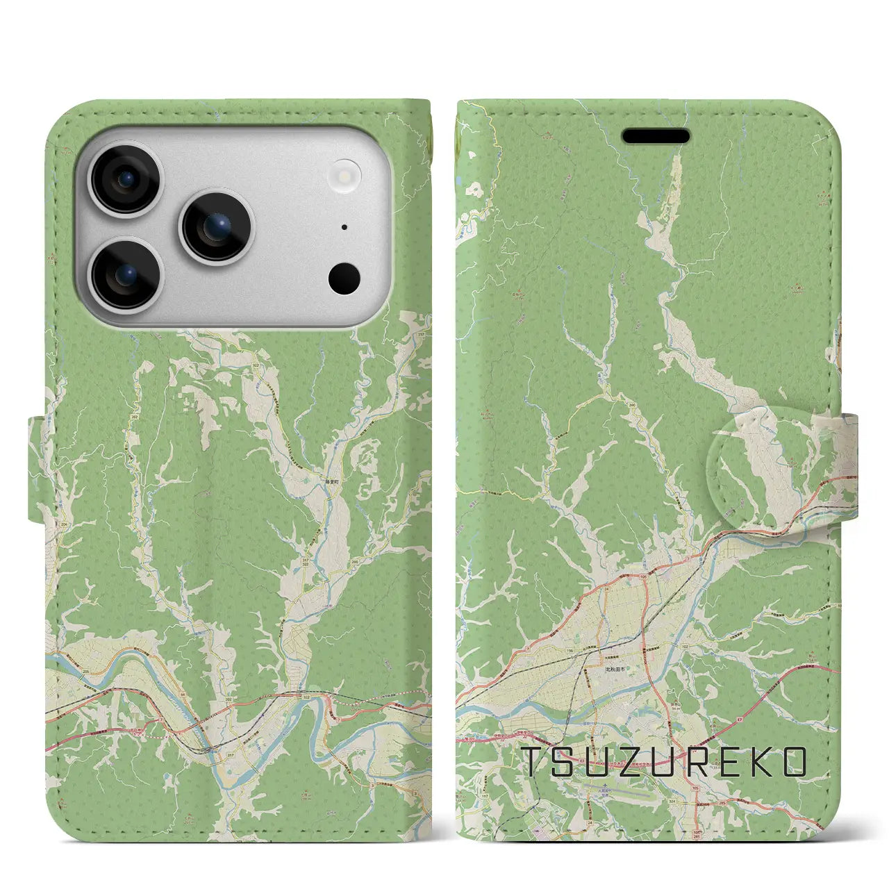 【綴子（秋田県）】地図柄iPhoneケース（手帳タイプ）