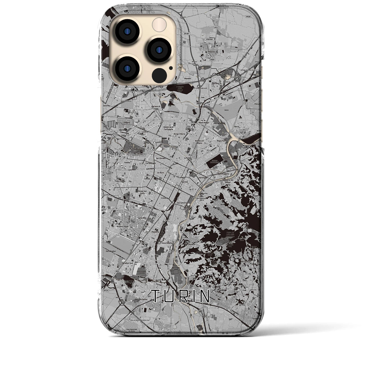 【トリノ（イタリア）】地図柄iPhoneケース（クリアタイプ）