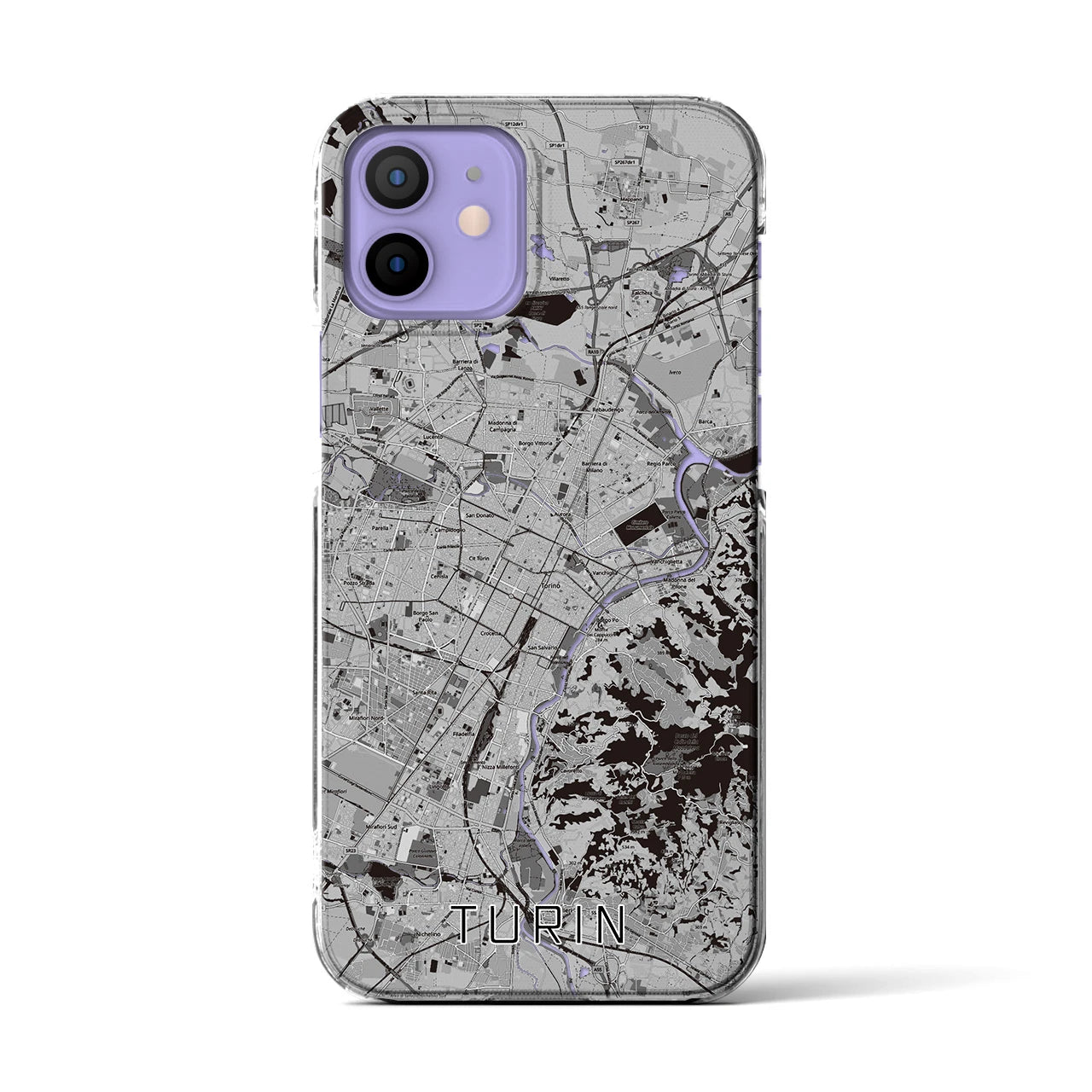 【トリノ（イタリア）】地図柄iPhoneケース（クリアタイプ）