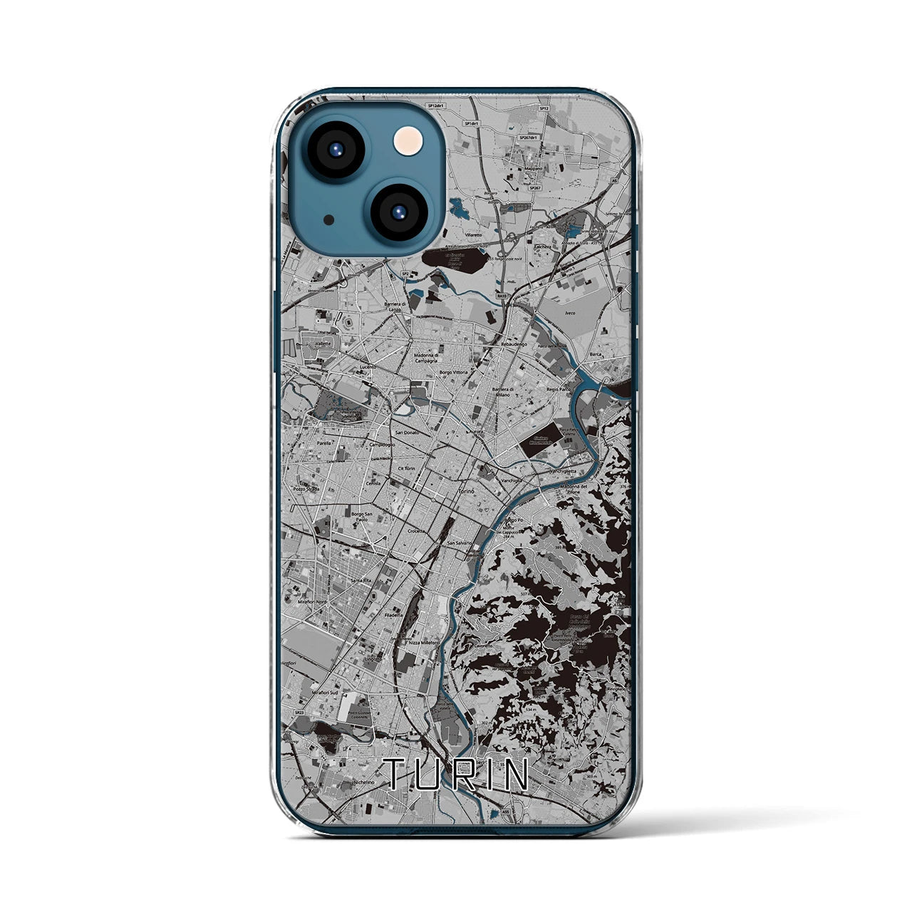 【トリノ（イタリア）】地図柄iPhoneケース（クリアタイプ）
