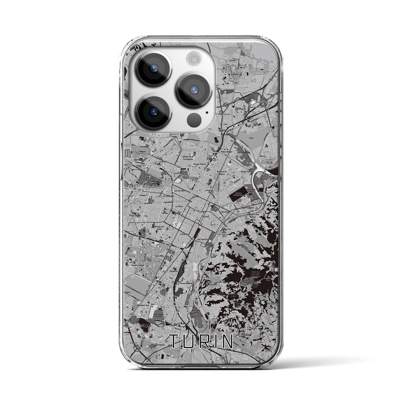【トリノ（イタリア）】地図柄iPhoneケース（クリアタイプ）