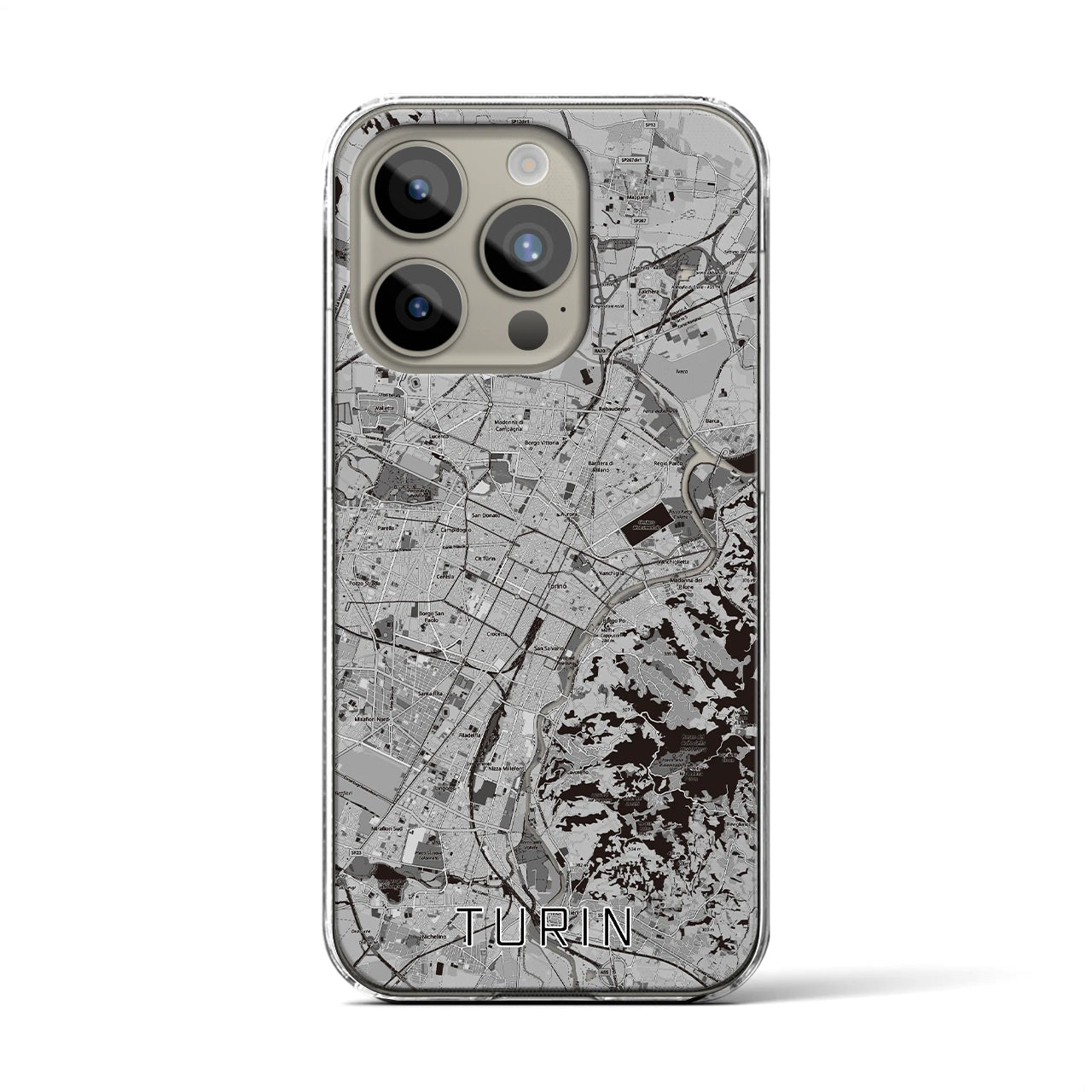 【トリノ（イタリア）】地図柄iPhoneケース（クリアタイプ）