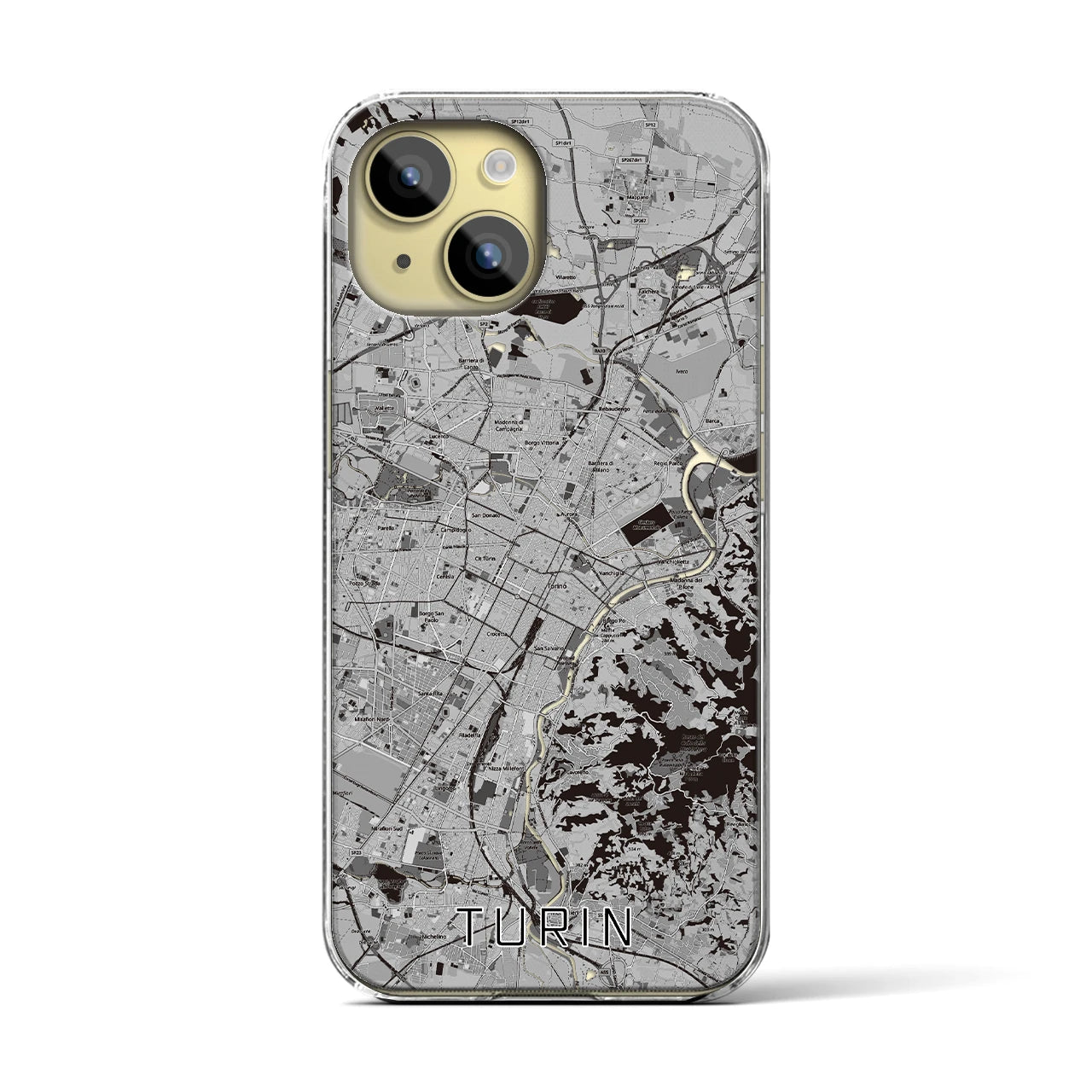 【トリノ（イタリア）】地図柄iPhoneケース（クリアタイプ）