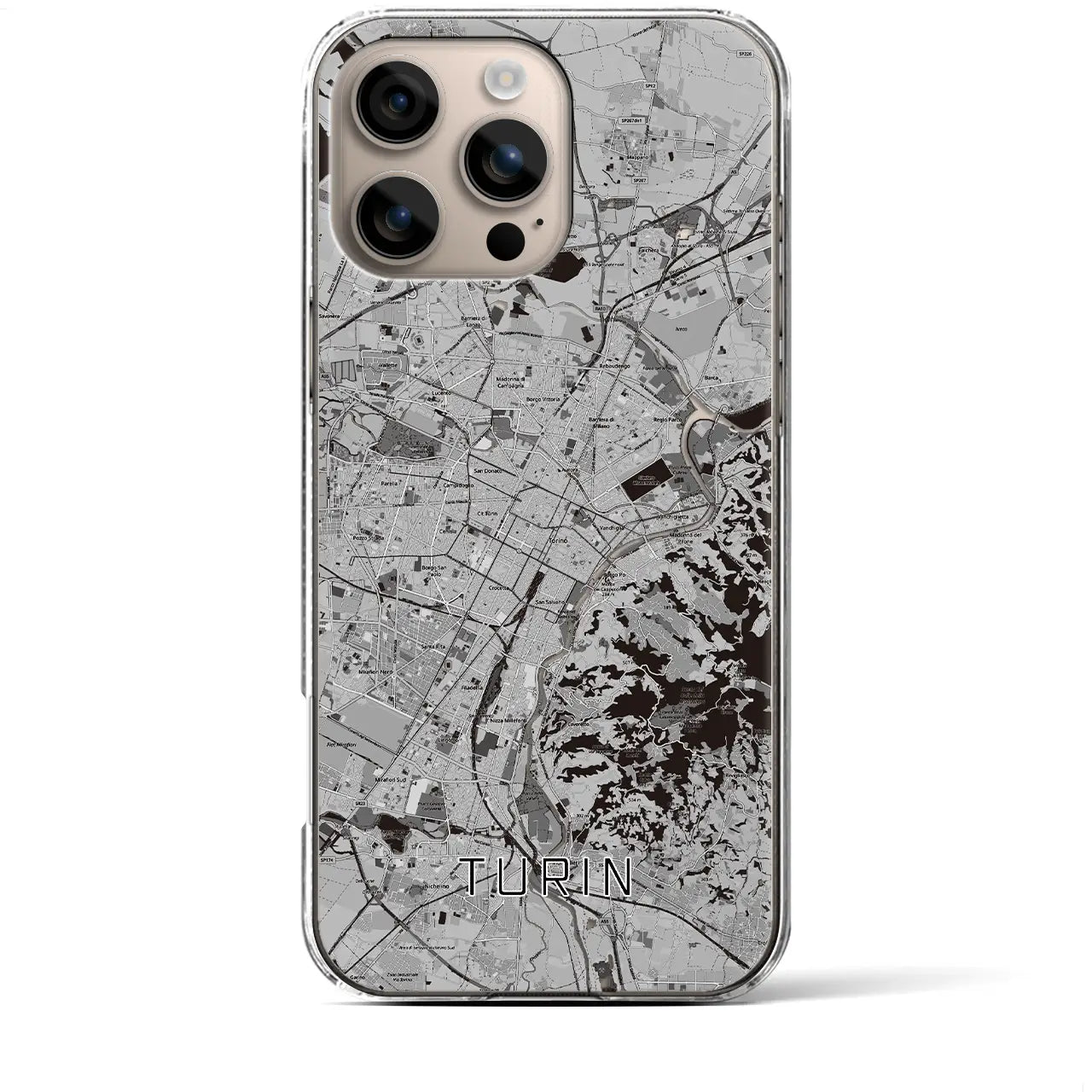 【トリノ（イタリア）】地図柄iPhoneケース（クリアタイプ）