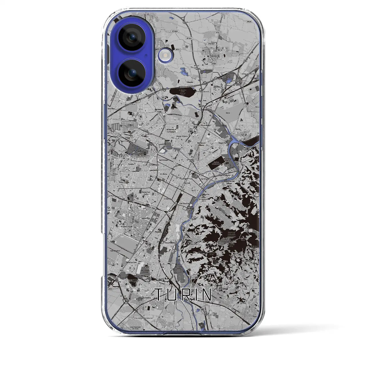 【トリノ（イタリア）】地図柄iPhoneケース（クリアタイプ）