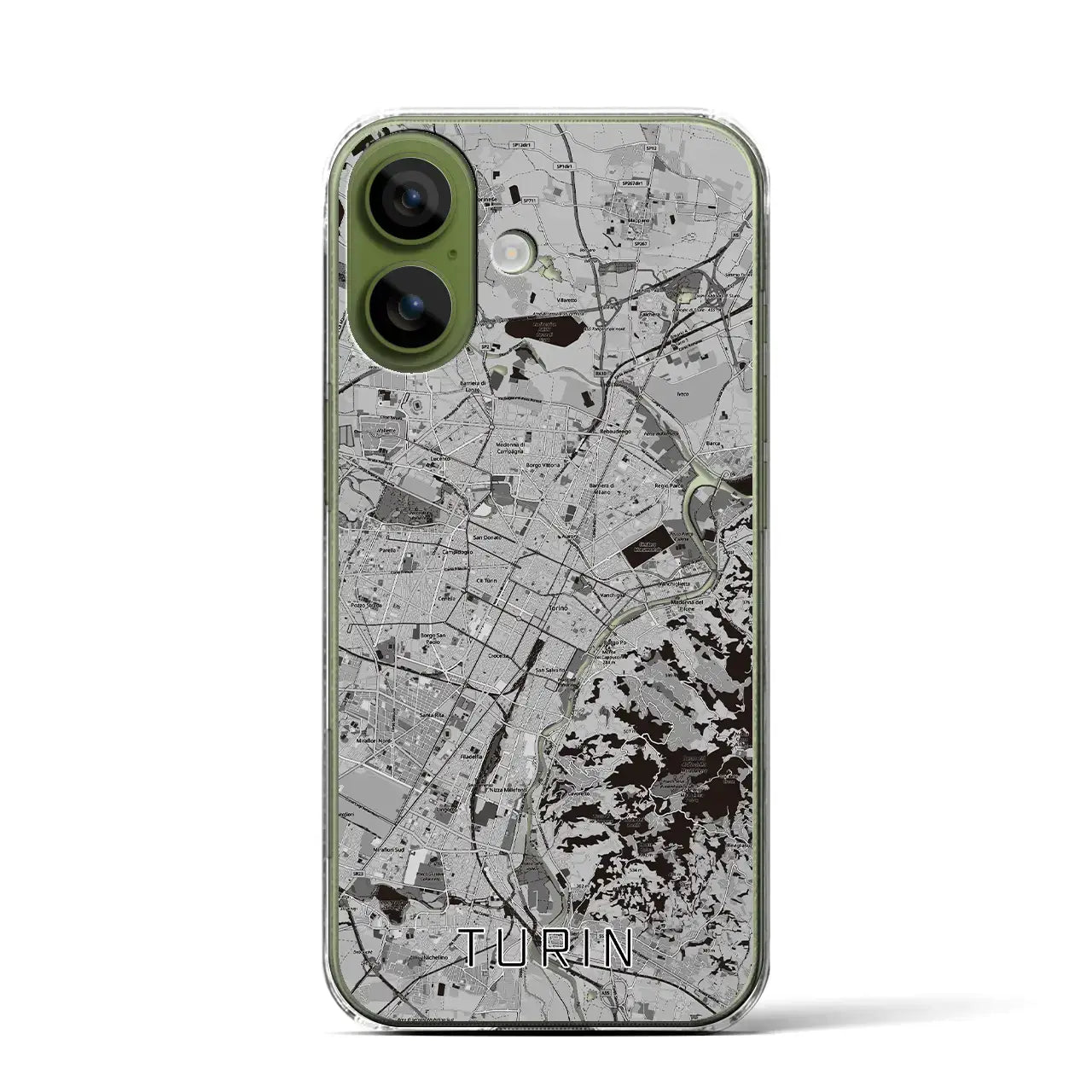 【トリノ（イタリア）】地図柄iPhoneケース（クリアタイプ）