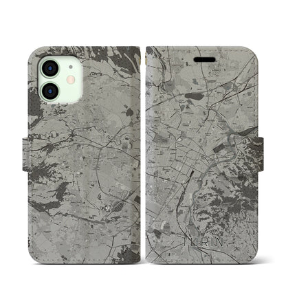 【トリノ（イタリア）】地図柄iPhoneケース（手帳タイプ）モノトーン・iPhone 12 mini 用