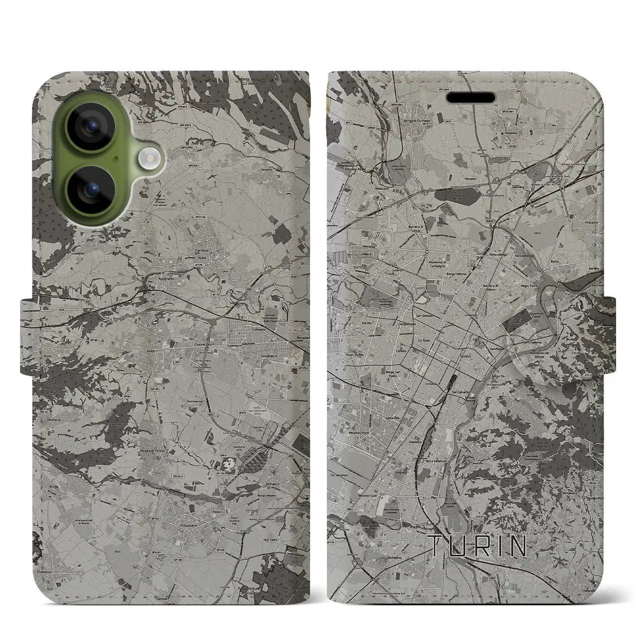 【トリノ（イタリア）】地図柄iPhoneケース（手帳タイプ）