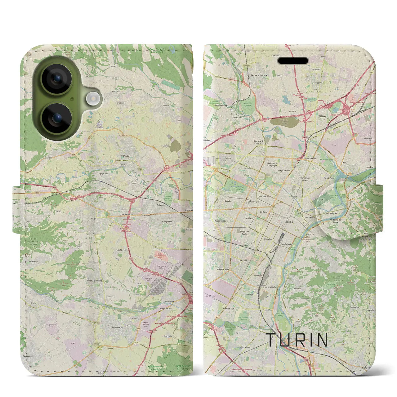 【トリノ（イタリア）】地図柄iPhoneケース（手帳タイプ）