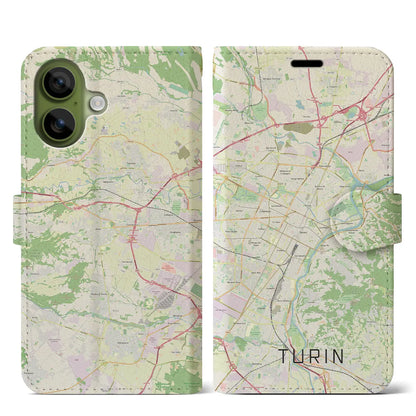 【トリノ（イタリア）】地図柄iPhoneケース（手帳タイプ）