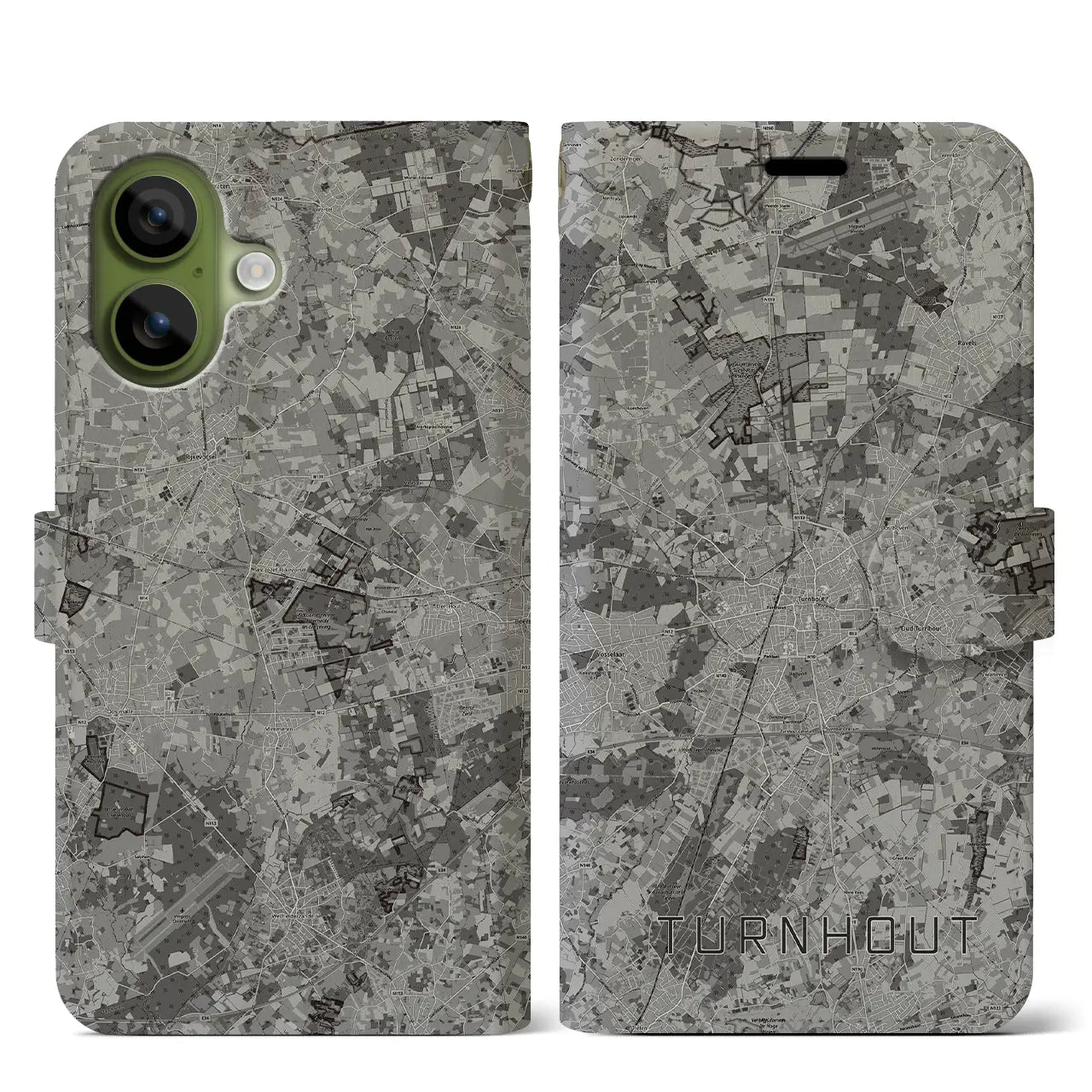 【トゥルンハウト（ベルギー）】地図柄iPhoneケース（手帳タイプ）