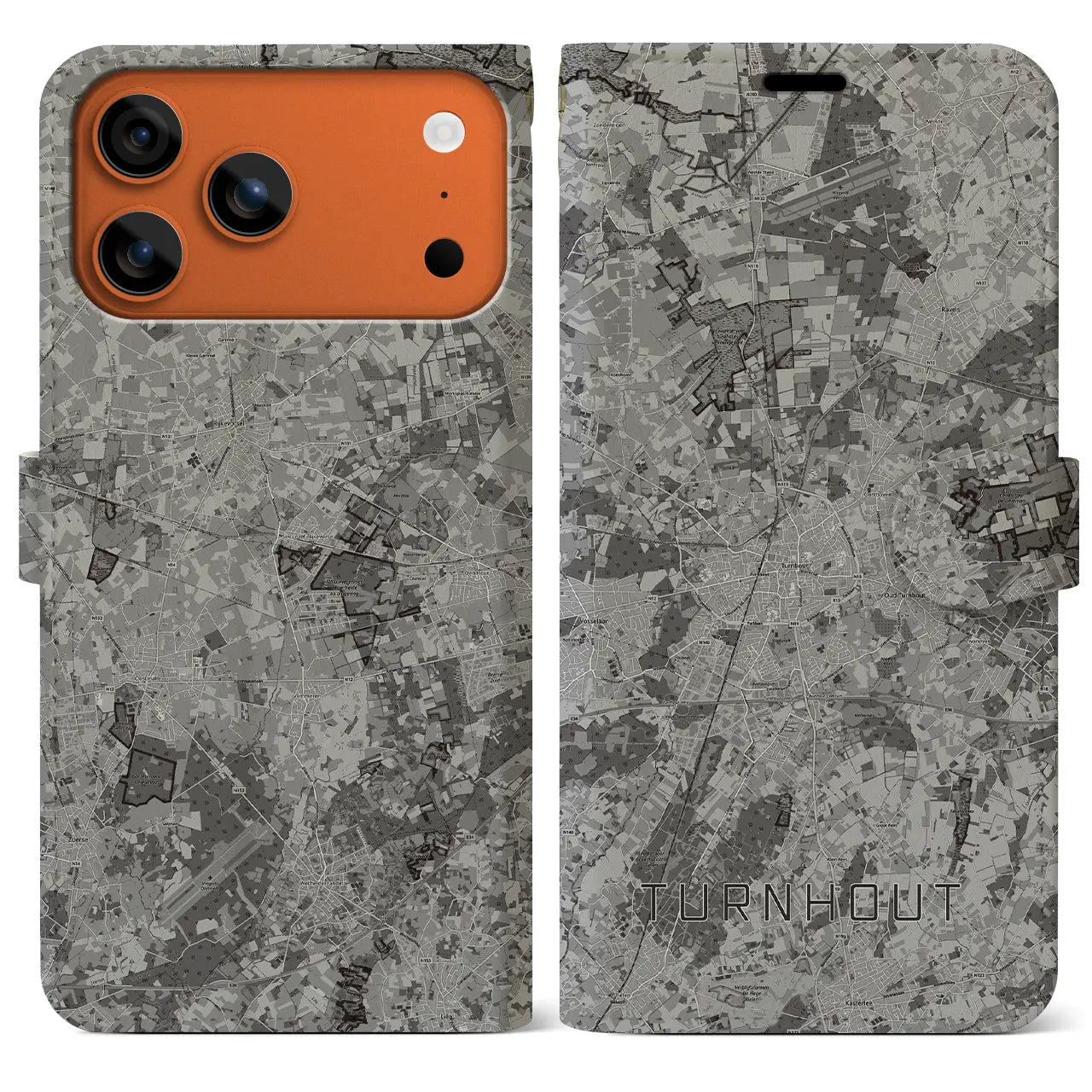 【トゥルンハウト（ベルギー）】地図柄iPhoneケース（手帳タイプ）