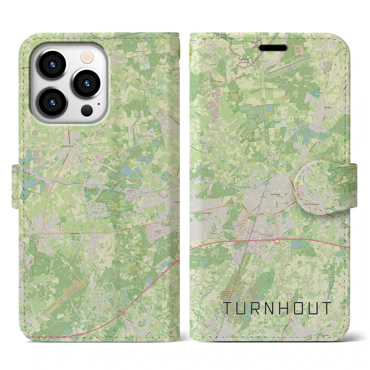 【トゥルンハウト（ベルギー）】地図柄iPhoneケース（手帳タイプ）