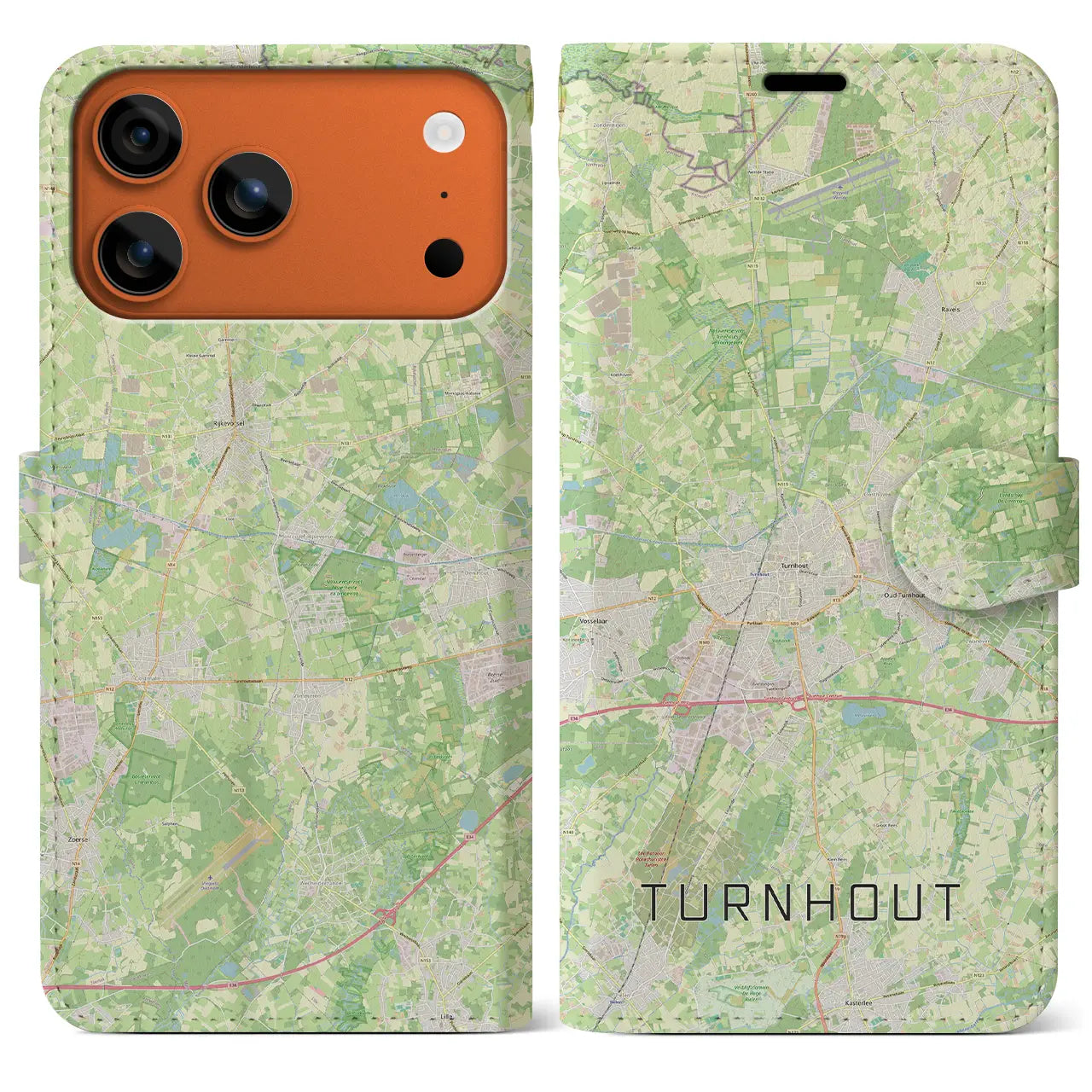 【トゥルンハウト（ベルギー）】地図柄iPhoneケース（手帳タイプ）