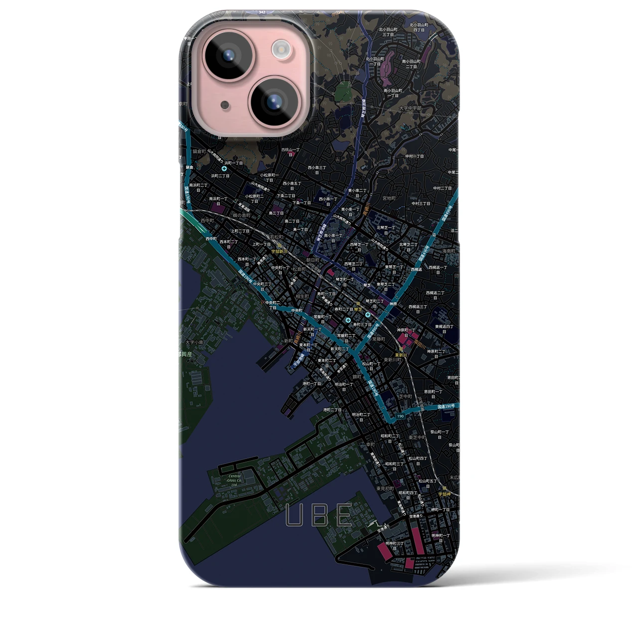 【宇部2（山口県）】地図柄iPhoneケース（バックカバータイプ）