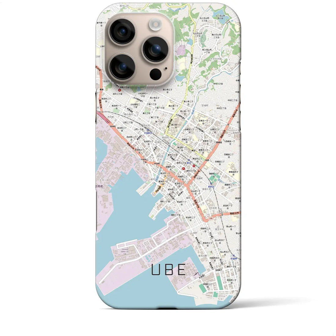 【宇部2（山口県）】地図柄iPhoneケース（バックカバータイプ）ナチュラル・iPhone 16 Pro Max 用