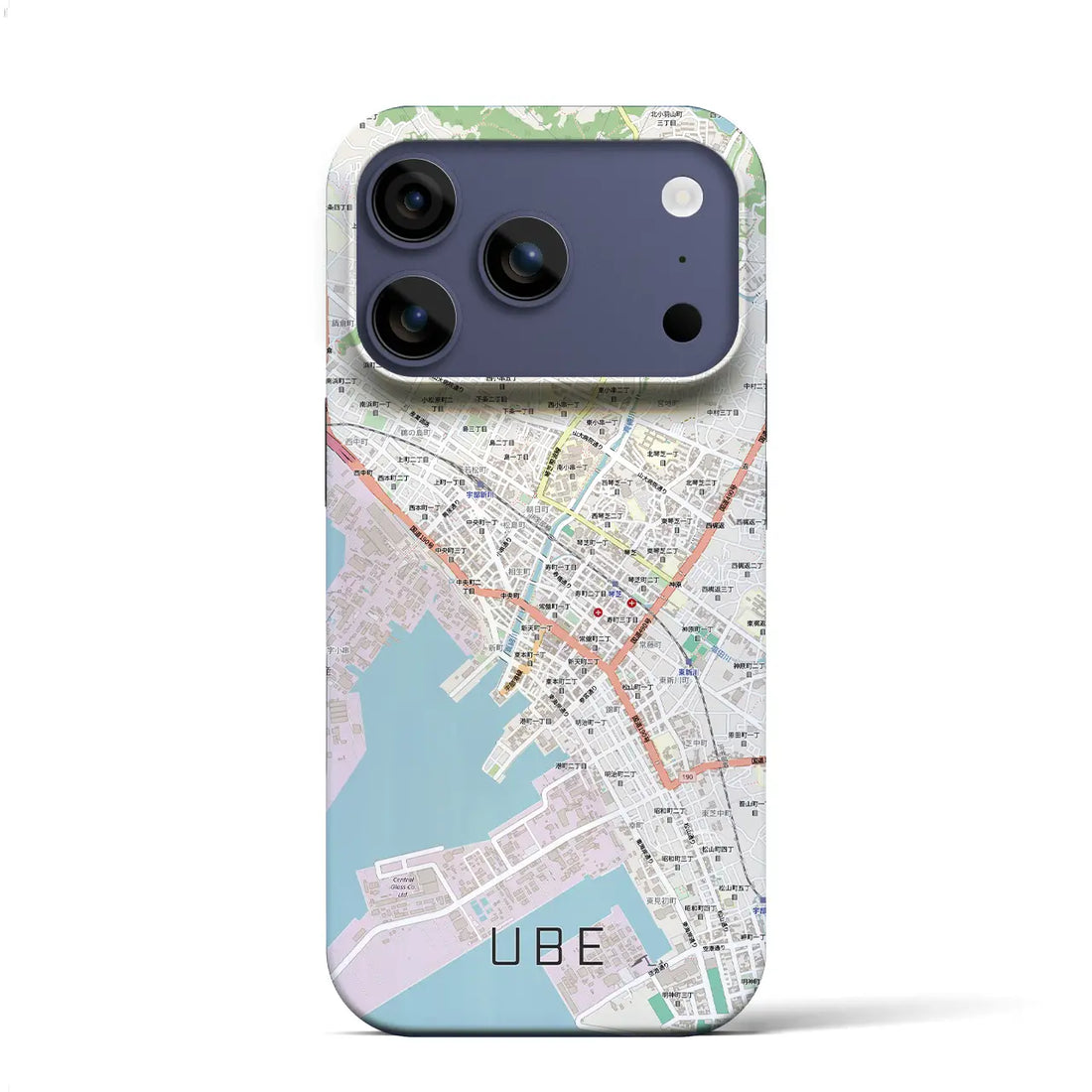 【宇部2（山口県）】地図柄iPhoneケース（バックカバータイプ）ブラック・iPhone 17 Pro Max 用