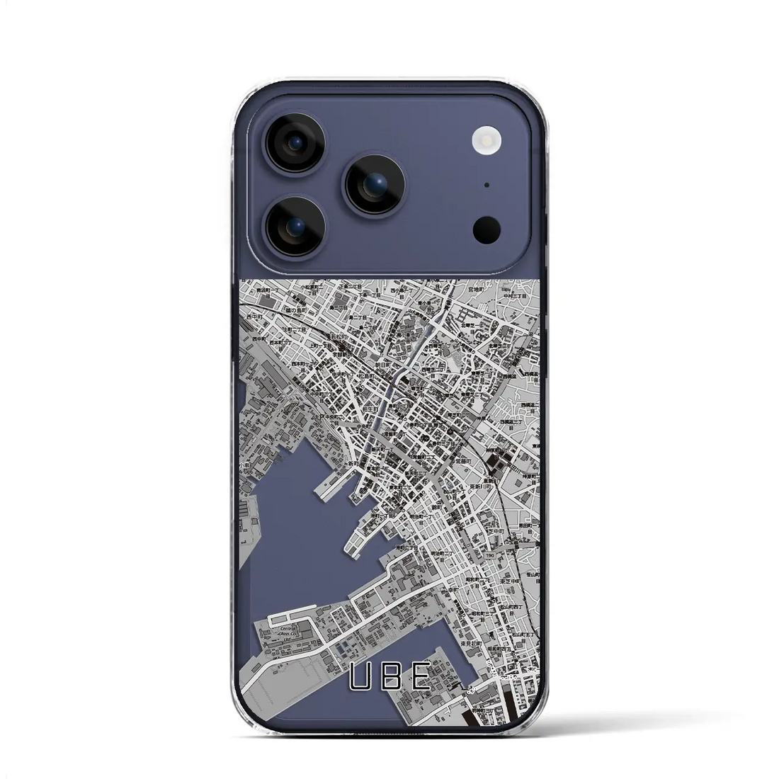 【宇部2(山口県)】地図柄iPhoneケース(クリアタイプ)モノトーン・iPhone 17 Pro Max 用