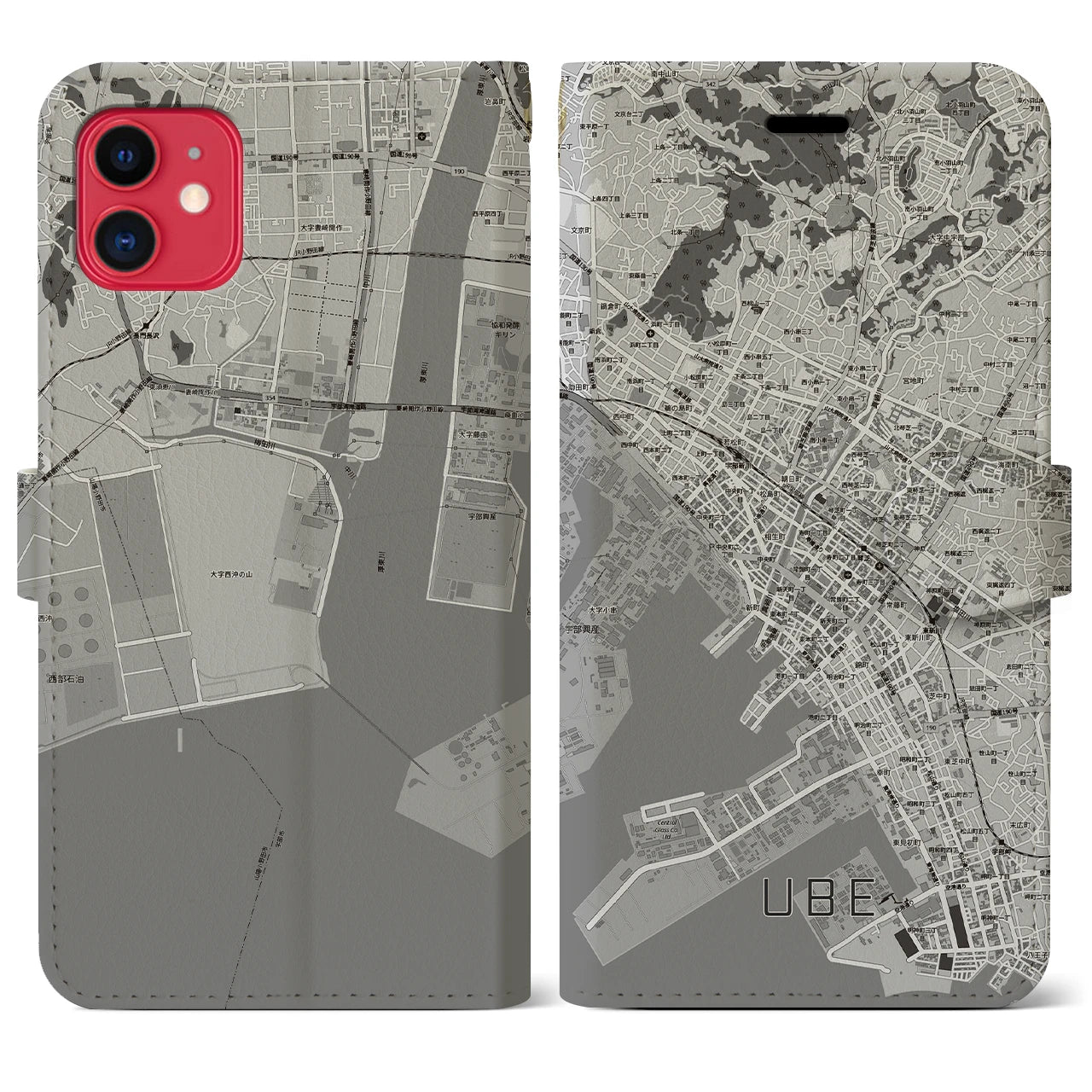 【宇部2（山口県）】地図柄iPhoneケース（手帳タイプ）