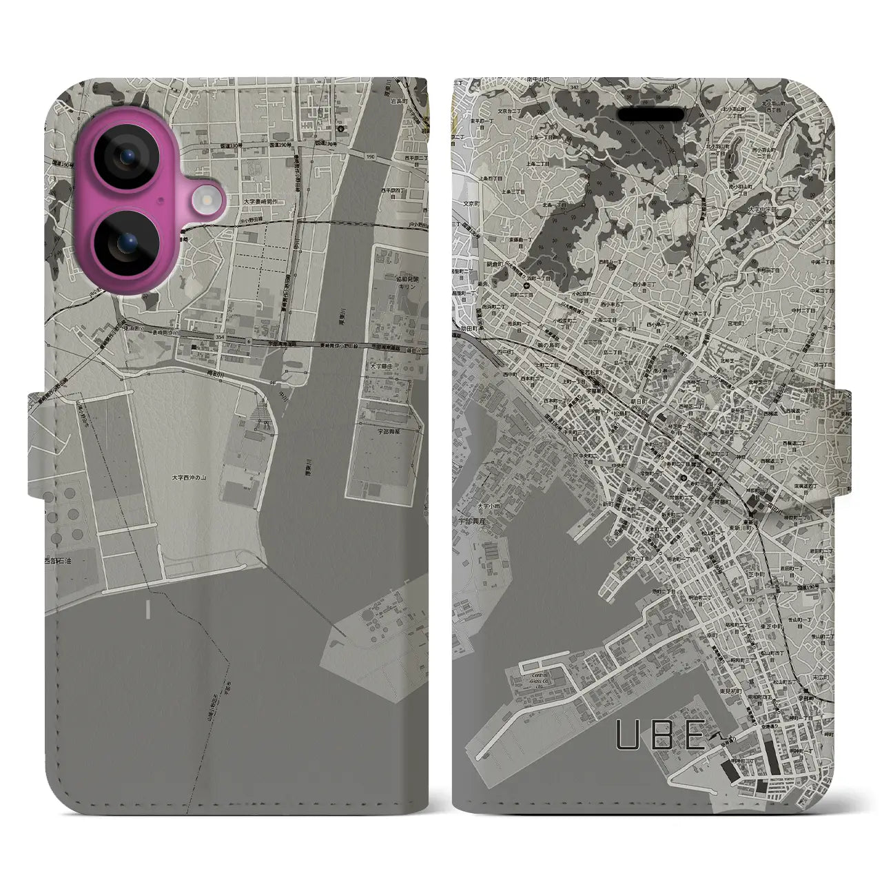 【宇部2（山口県）】地図柄iPhoneケース（手帳タイプ）