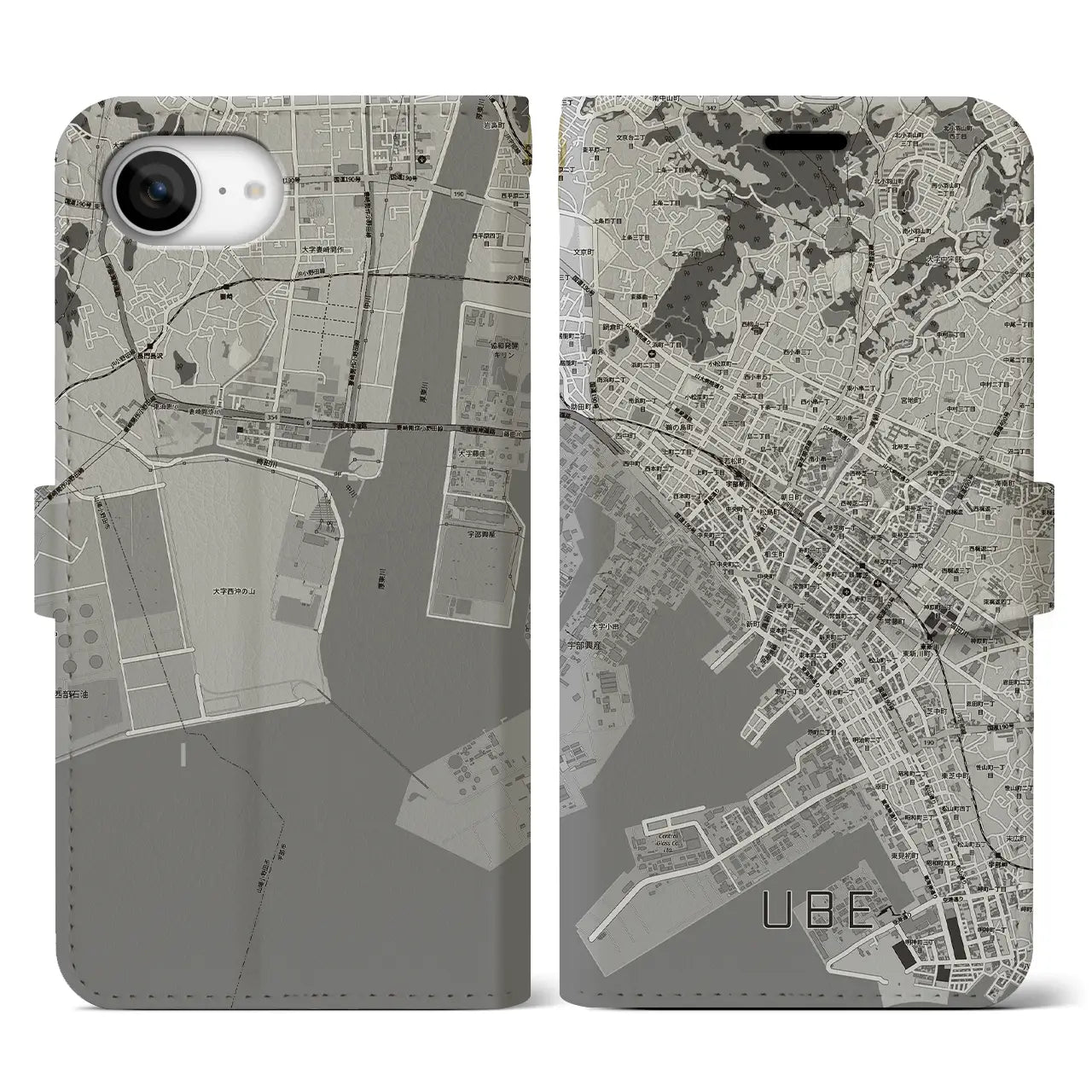 【宇部2（山口県）】地図柄iPhoneケース（手帳タイプ）