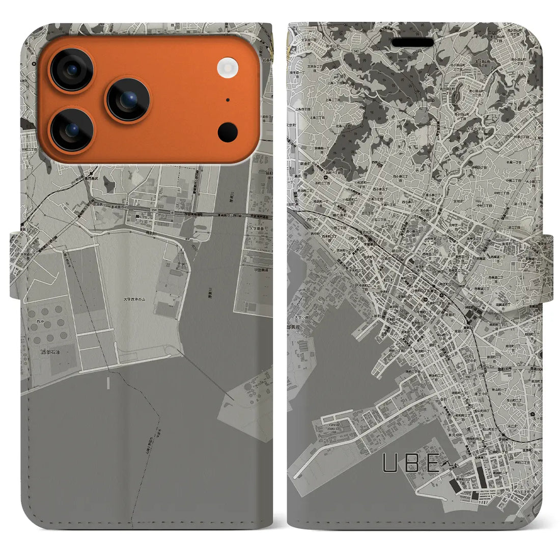 【宇部2（山口県）】地図柄iPhoneケース（手帳タイプ）