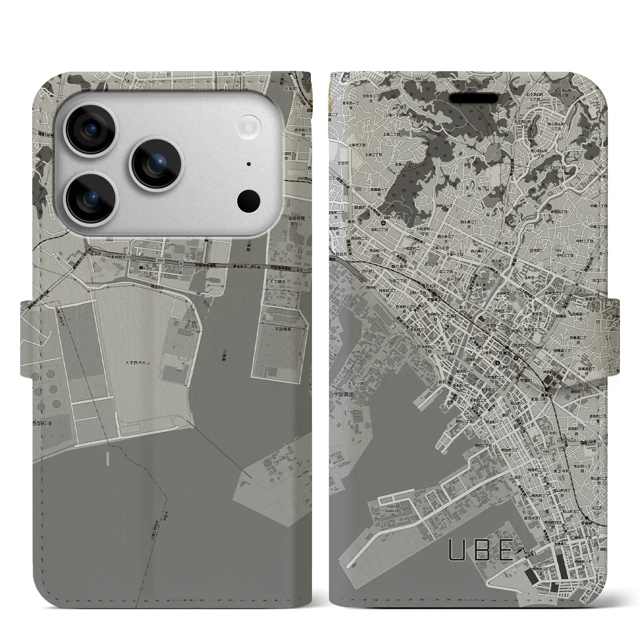 【宇部2（山口県）】地図柄iPhoneケース（手帳タイプ）