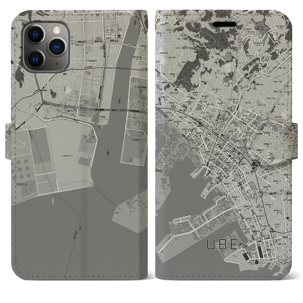 【宇部2（山口県）】地図柄iPhoneケース（手帳タイプ）