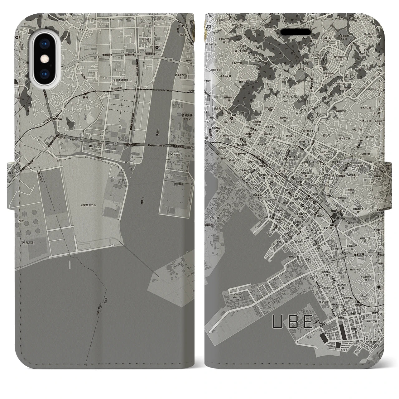 【宇部2（山口県）】地図柄iPhoneケース（手帳タイプ）