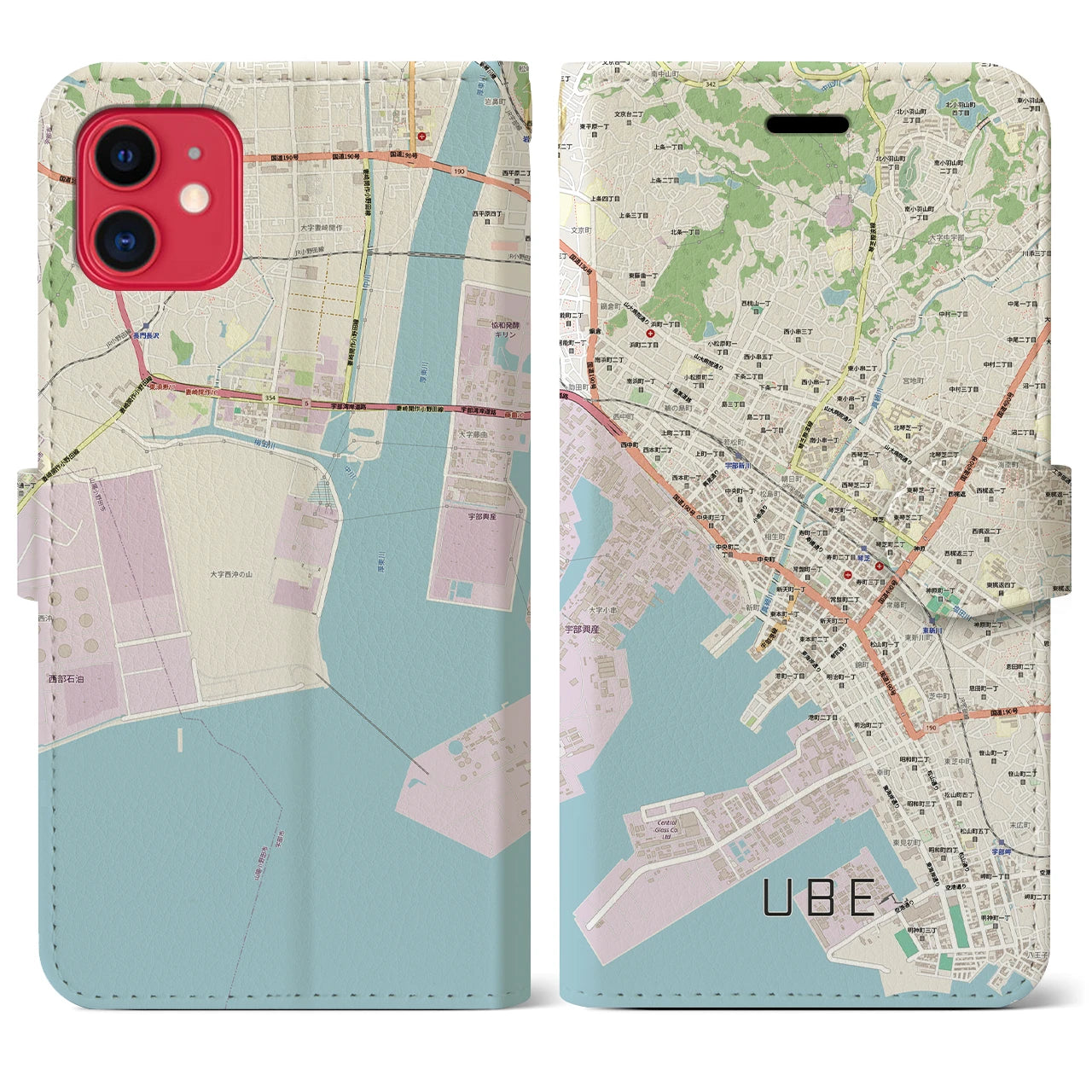 【宇部2（山口県）】地図柄iPhoneケース（手帳タイプ）