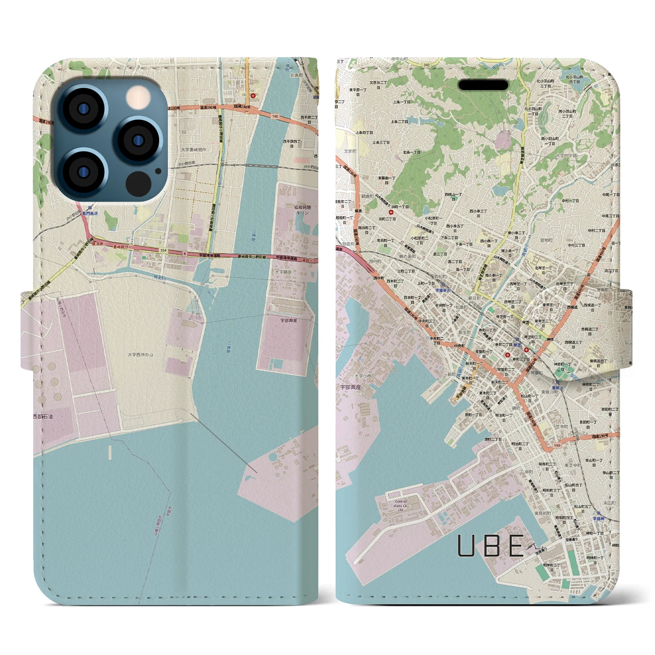 【宇部2（山口県）】地図柄iPhoneケース（手帳タイプ）
