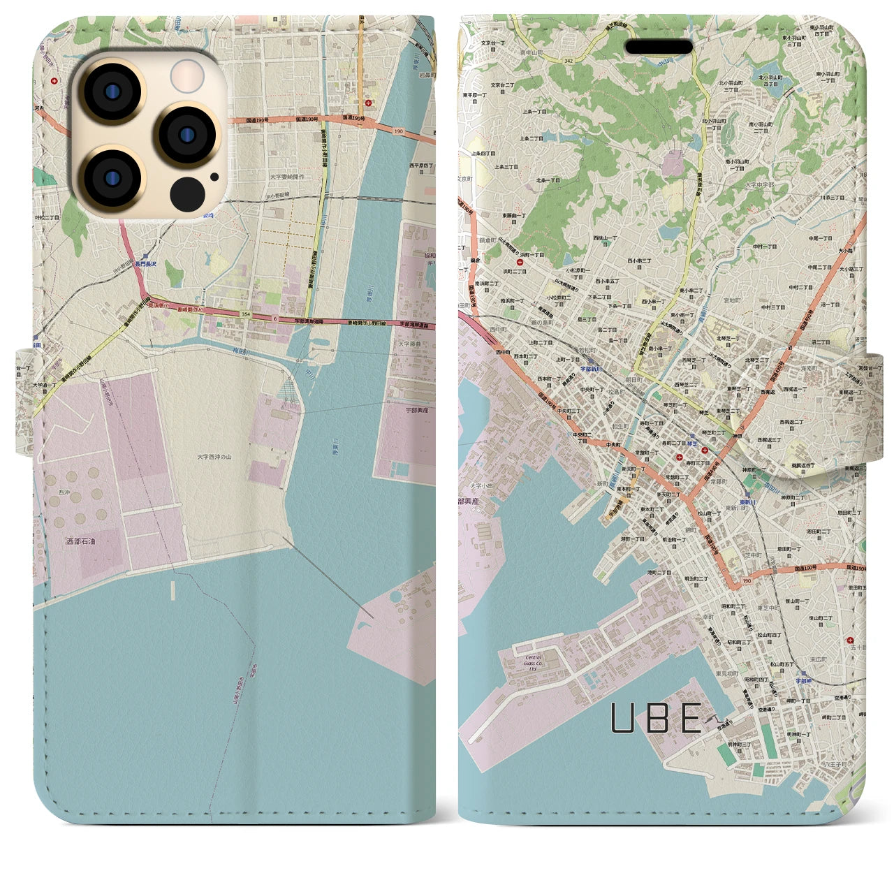 【宇部2（山口県）】地図柄iPhoneケース（手帳タイプ）