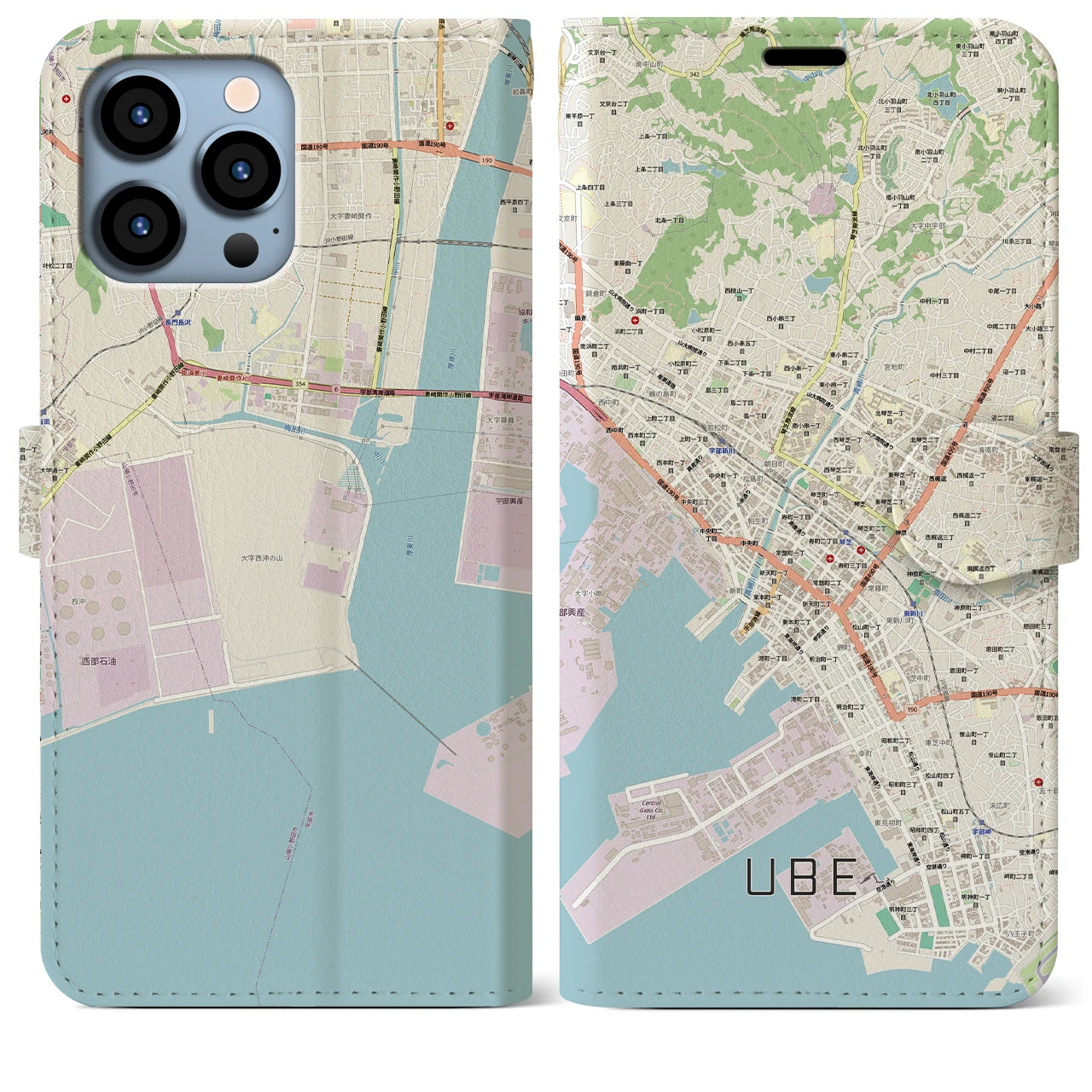 【宇部2（山口県）】地図柄iPhoneケース（手帳タイプ）
