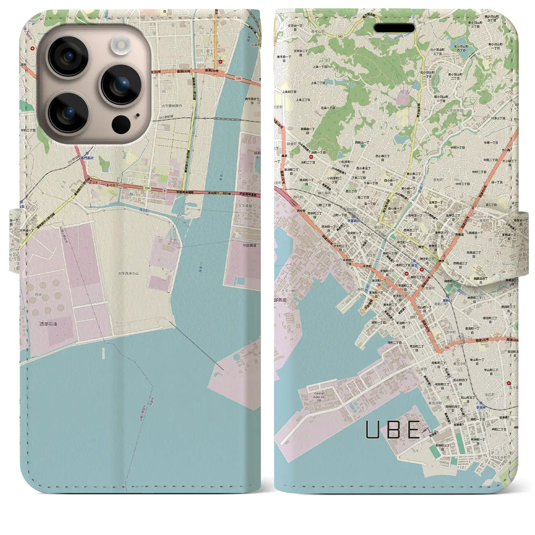 【宇部2（山口県）】地図柄iPhoneケース（手帳タイプ）